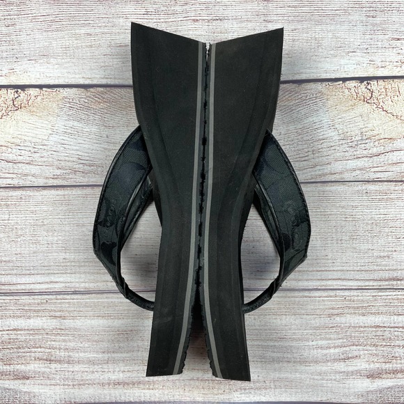 Coach Jaciee Wedge Flip Flop Black Sandals - Picture 4 of 8